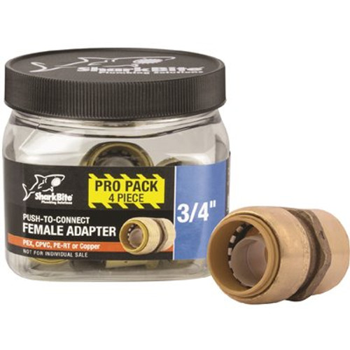 SharkBite 3/4 in. Push-to-Connect x FIP Brass Adapter Fitting Pro Pack (4-Pack)