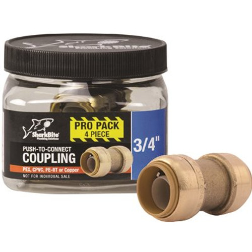 SharkBite 3/4 in. Push-to-Connect Brass Coupling Fitting Pro Pack (4-Pack)