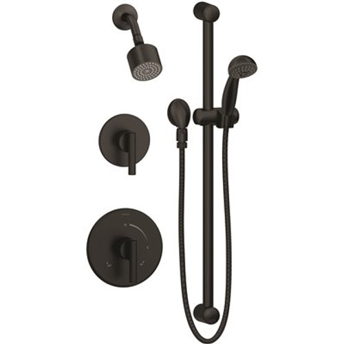 Symmons Dia 2-Handle 1-Spray Shower Trim with 1-Spray Hand Shower in Matte Black (Valves not Included)