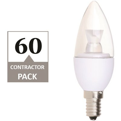 40-Watt Equivalent B11 Dimmable Quick Install Contractor Pack Frosted Candelabra LED Light Bulb in Soft White (60-Pack)
