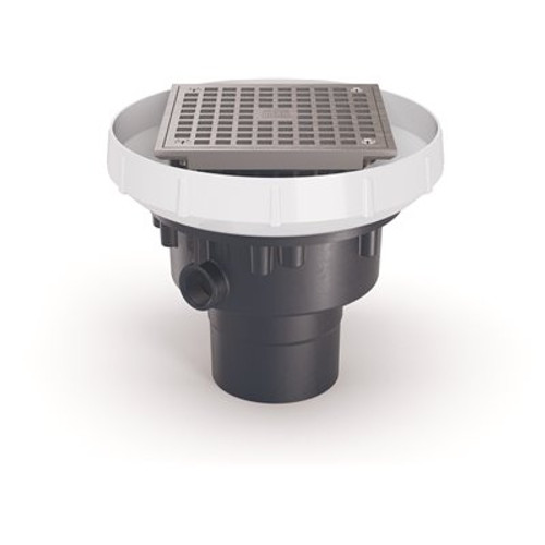 Zurn EZ PVC Slab on Grade Square Drain with 5 in. Nickel Bronze Strainer and 2 in. x 3 in. Outlet