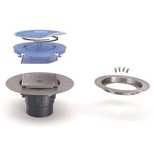 Zurn 5 in. Square Nickel Bronze Cover Stainless Steel Deck Plate and Clamping Collar