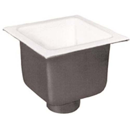 Zurn 12 in. x 12 in. Acid Resisting Enamel Coated Floor Sink with 4 in. No-Hub Connection and 8 in. Sump Depth