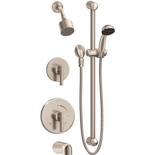 Symmons Dia 2-Handle Tub and 1-Spray Shower Trim with 1-Spray Hand Shower in Satin Nickel (Valves not Included)