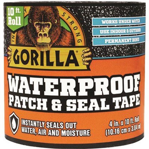 Gorilla 4 in. x 10 ft. Black Waterproof Patch and Seal Tape (4-Pack)