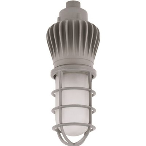 Vaportite 150- - -Watt Equivalent Integrated LED Gray Wall Pack Light/Ceiling Mount 5000K Frosted Glass Globe and Guard