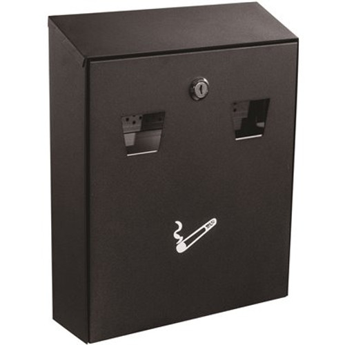Alpine Industries Black Wall-Mounted Cigarette Disposal Station Outdoor Ashtray
