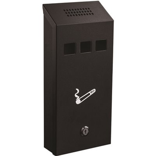 Alpine Industries Black Steel Wall-Mounted Cigarette Disposal Outdoor Ashtray