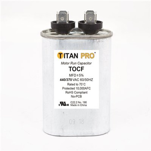 Packard TITAN PRO Run Capacitor 20 MFD 440/370 Volt Oval