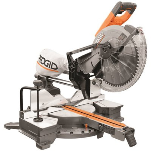 RIDGID 15 Amp Corded 12 in. Dual Bevel Sliding Miter Saw with 70 Deg. Miter Capacity and LED Cut Line Indicator