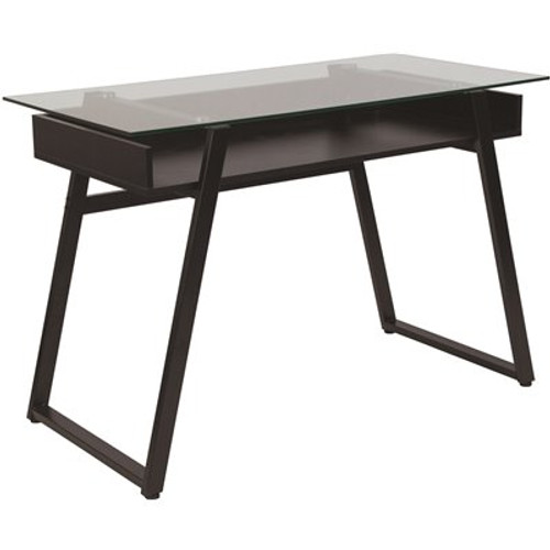Carnegy Avenue 43 in. Rectangular Clear/Black Writing Desks with Keyboard Tray
