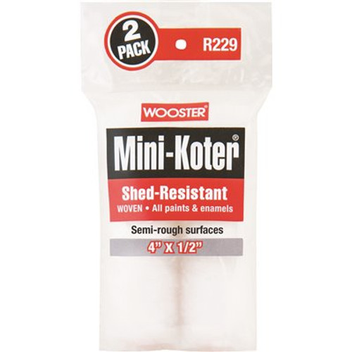 Wooster 4 in. x 1/2 in. Mini-Koter Woven Mini Roller Cover (2-Pack)