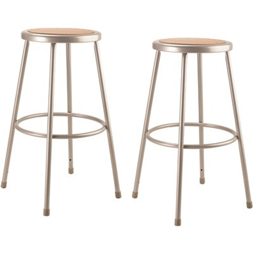 National Public Seating 30 in. Grey Heavy-Duty Steel Stool (2-Pack)