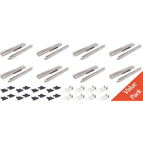 Everbilt 21 in. Full Extension Undermount Soft Close Drawer Slide Set 8-Pairs (16 Pieces)