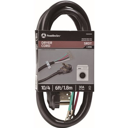 Southwire 6 ft. 10/4 Round Dryer Cord in Black