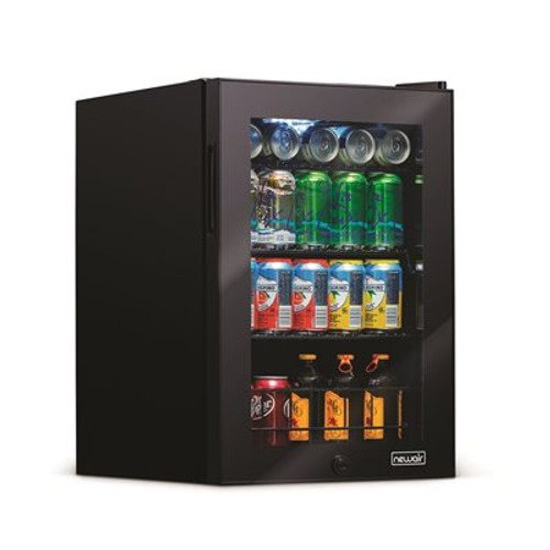 NewAir 17 in. 90 (12 oz.) Can Cooler Freestanding Beverage Fridge with Adjustable Shelves, Modern Black