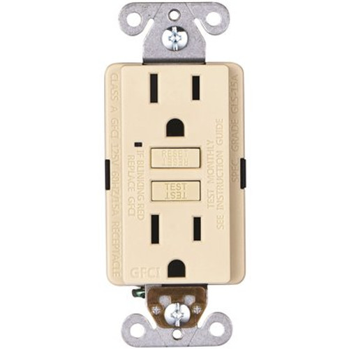 Faith 15-Amp 125-Volt GFCI Duplex Outlet, GFI Receptacle with Indicator Light, Wall Plate Included, Ivory (10-Pack)