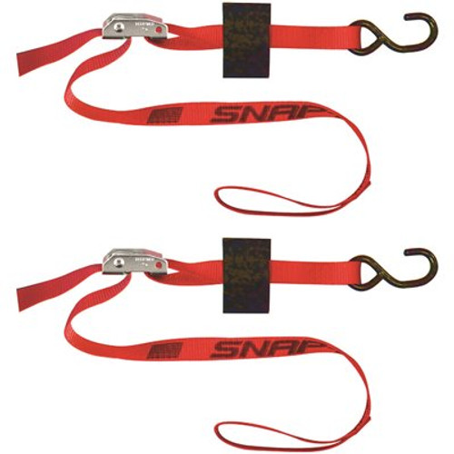 SNAP-LOC 4 ft. x 1 in. S-Hook Cam Strap with Hook and Loop Storage Fastener in Red (2-Pack)