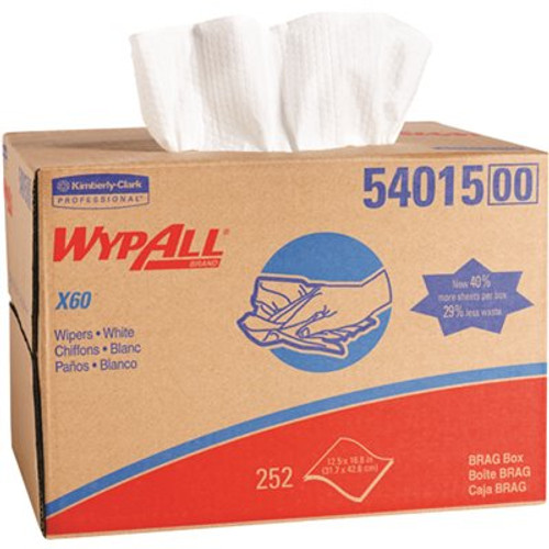 WYPALL X60 White Reusable Cloths in Brag Box (252 Sheets/Box, 1 Box/Case)