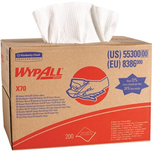 WYPALL X70 White Extended Use Reusable Cloths (1 Brag Box, 200-Cloths)