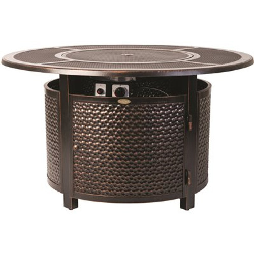 Fire Sense Walkers 44 in. x 24 in. Round Aluminum Propane Fire Pit Table in Antique Bronze