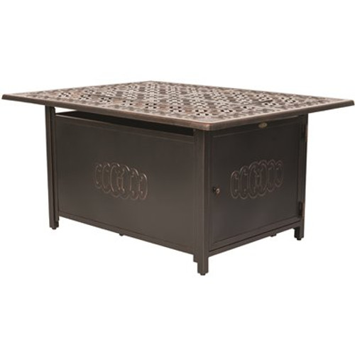 Fire Sense Dynasty 48 in. x 24 in. Rectangle Aluminum Propane Fire Pit Table in Antique Bronze