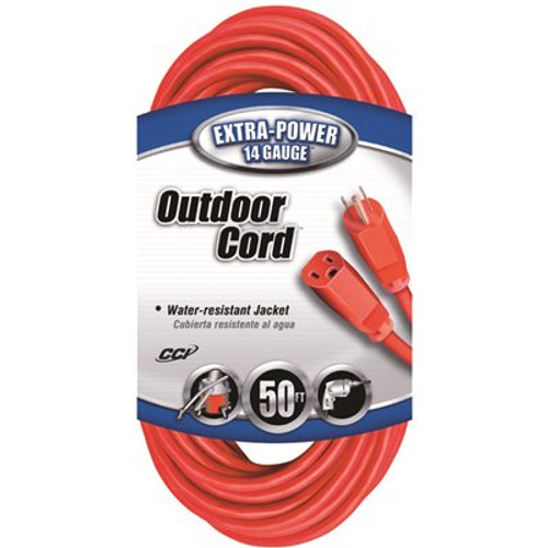 Southwire 50 ft. 14/3 SJTW Outdoor Medium-Duty Extension Cord, Red