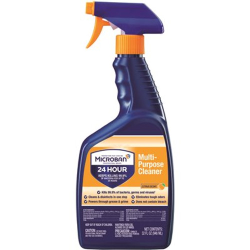 Microban Professional 24-Hour 32 oz. Multi-Purpose Sanitizing and Disinfecting Cleaner Spray, Citrus Scent Microban Professional 24-Hour 32 oz. Multi-Purpose Sanitizing and Disinfecting Cleaner Spray, Citrus Scent