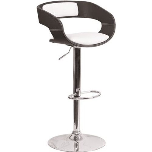 Carnegy Avenue 42.75 in. Bentwood 2-Tone Black and White Vinyl Bar Stool Carnegy Avenue 42.75 in. Bentwood 2-Tone Black and White Vinyl Bar Stool