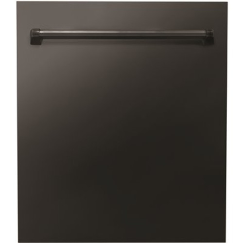 ZLINE 24" Black Stainless Top Control Dishwasher with Stainless Steel Tub and Traditional Style Handle, 52 dBa