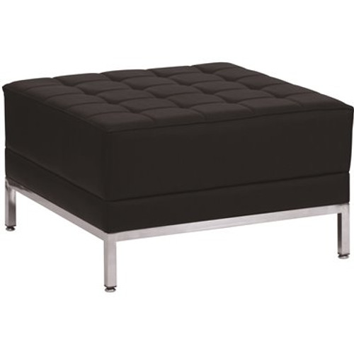 Carnegy Avenue Black Leather Quilted Tufted Modular Ottoman