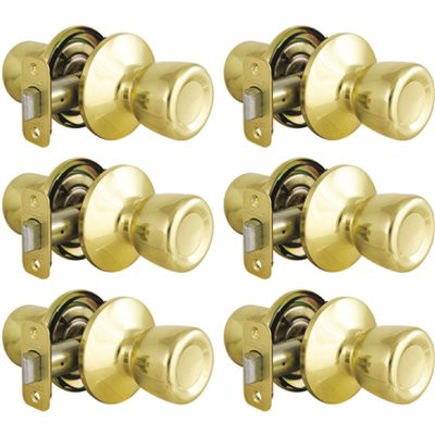 Defiant Waterbury Polished Brass Passage Hall/Closet Door Knob Contractor Pack (6-Piece)