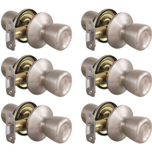 Defiant Waterbury Stainless Steel Passage Hall/Closet Door Knob Contractor Pack (6-Piece)