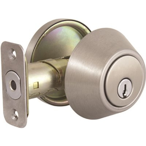 Satin Nickel Single Cylinder Deadbolt with SC1 Master Pinned Keyway
