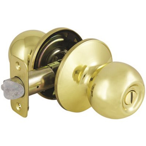 Defiant Saturn Polished Brass Privacy Bed/Bath Door Knob