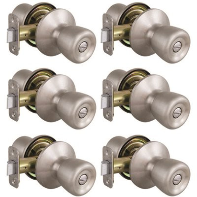 Defiant Waterbury Stainless Steel Privacy Bed/Bath Door Knob Contractor Pack (6-Piece)