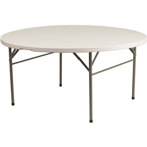 Carnegy Avenue 60.5 in. Granite White Plastic Tabletop Metal Frame Folding Table