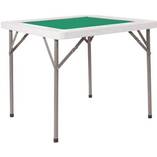 34.5 in. Granite White Plastic Tabletop Metal Frame Folding Table