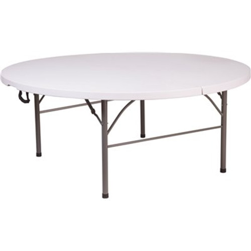 70.75 in. Granite White Plastic Tabletop Metal Frame Folding Table