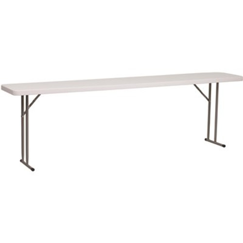 96 in. White Plastic Tabletop Metal Frame Folding Table