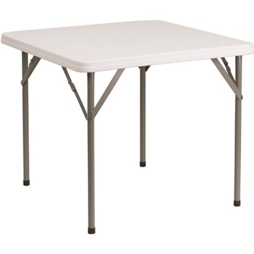 Carnegy Avenue 34.25 in. Granite White Plastic Tabletop Metal Frame Folding Table