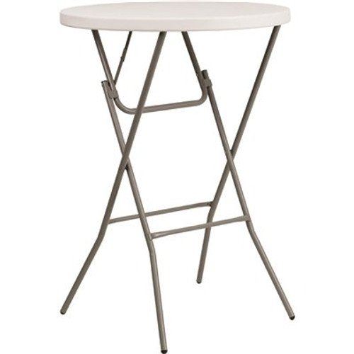 Carnegy Avenue 31.25 in. Granite White Plastic Tabletop Metal Frame Folding Table