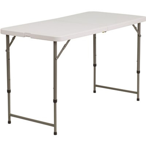 47.75 in. Granite White Plastic Tabletop Metal Frame Folding Table