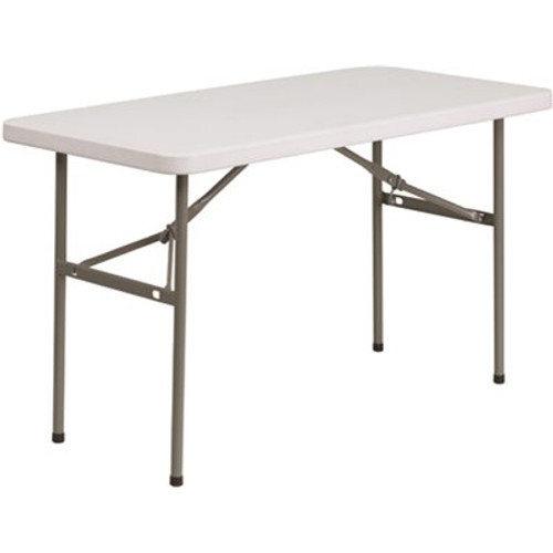 Carnegy Avenue 48.25 in. Granite White Plastic Tabletop Metal Frame Folding Table