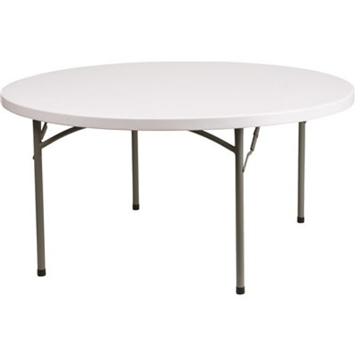 59.75 in. Granite White Plastic Tabletop Metal Frame Folding Table