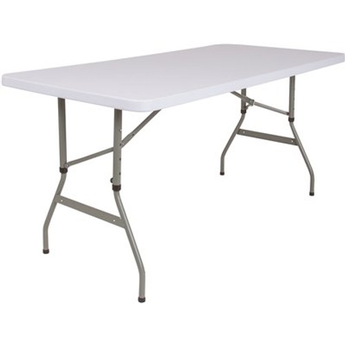 59.25 in. Granite White Plastic Tabletop Metal Frame Folding Table