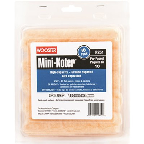Wooster 6 in. x 1/2 in. Mini-Koter High-Capacity Roller (10-Pack)