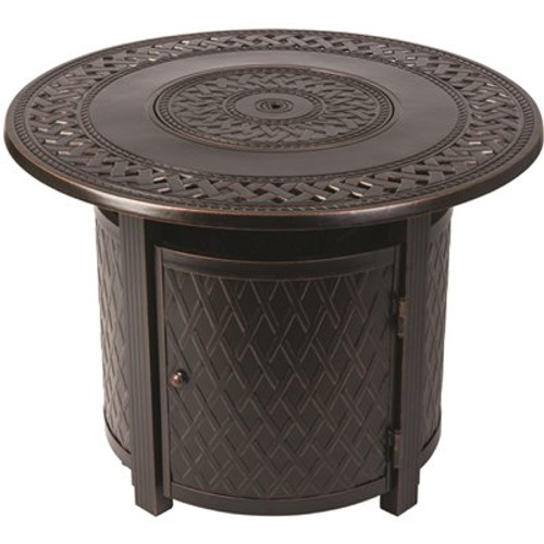 Fire Sense Wagner 33 in. x 24 in. Round Aluminum Propane Fire Pit Table in Antique Bronze