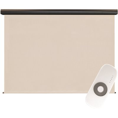 SeaSun Redondo Cordless UV Blocking Motorized PVC Outdoor Roller Shade Rechargeable DC Motor 48 in. W x 96 in. L