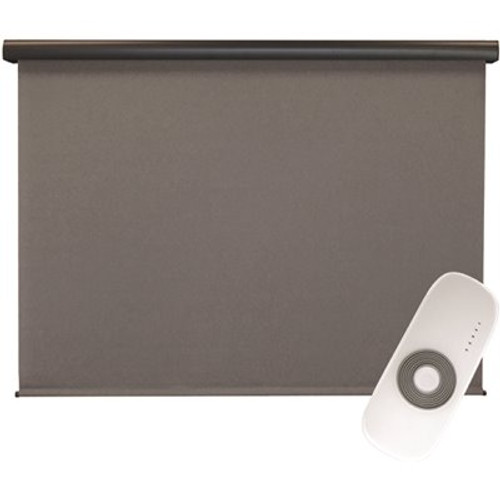 SeaSun Morro Bay Cordless UV Blocking Motorized PVC Outdoor Roller Shade Rechargeable DC Motor 96 in. W x 96 in. L